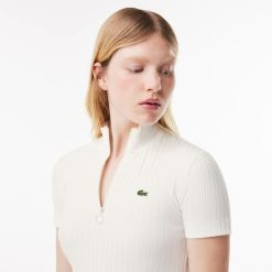 Polos | LACOSTE Polo Slim Fit A Cotes Plates Et Col Zippe Montant