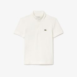 Polos | LACOSTE Polo Slim Fit A Cotes Plates Et Col Zippe Montant