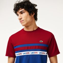 Vetements De Sport | LACOSTE T-Shirt Tennis En Pique Ultra-Dry A Bande Siglee