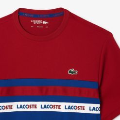 Vetements De Sport | LACOSTE T-Shirt Tennis En Pique Ultra-Dry A Bande Siglee