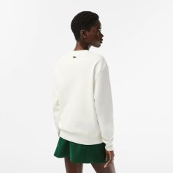 Sweatshirts | LACOSTE Sweatshirt Col Rond Femme Lacoste Imprime Filet De Tennis