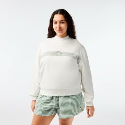 Sweatshirts | LACOSTE Sweatshirt Col Rond Femme Lacoste Imprime Filet De Tennis