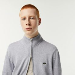 Pullovers | LACOSTE Pull Zippe A Col Montant En Coton Biologique Uni