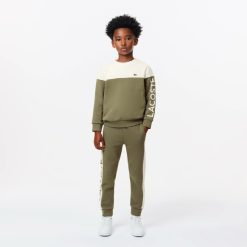 Vetements Fille | LACOSTE Sweatshirt Enfant Color-Block En Molleton De Coton Biologique