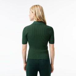 Pullovers | LACOSTE Polo Col Zippe Femme Lacoste En Maille