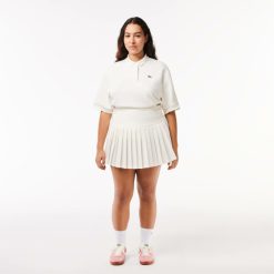 Robes & Jupes | LACOSTE Jupe Courte Plissee Avec Boutons A La Taille