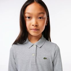 Vetements Fille | LACOSTE Robe Fille Lacoste Manches Longues Et Col Polo En Pique Stretch