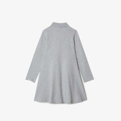 Vetements Fille | LACOSTE Robe Fille Lacoste Manches Longues Et Col Polo En Pique Stretch