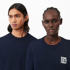 T-Shirts | LACOSTE T-Shirt En Coton Message Effet Pique Au Dos