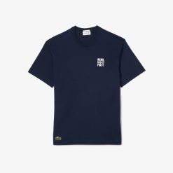 T-Shirts | LACOSTE T-Shirt En Coton Message Effet Pique Au Dos