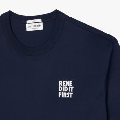 T-Shirts | LACOSTE T-Shirt En Coton Message Effet Pique Au Dos