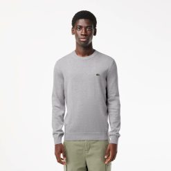 Pullovers | LACOSTE Pull A Col Rond En Coton Uni