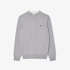 Pullovers | LACOSTE Pull A Col Rond En Coton Uni