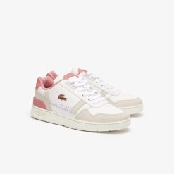 Sneakers | LACOSTE Sneakers T-Clip Femme En Cuir Contraste