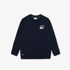 Vetements Garcon | LACOSTE Sweatshirt Garcon Lacoste A Col Rond Finitions Bord-Cotes