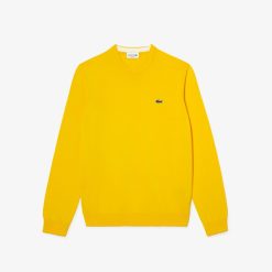 Pullovers | LACOSTE Pull A Col Rond En Coton Uni