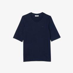 T-Shirts | LACOSTE T-Shirt A Col Rond Et Manches Trois-Quarts En Coton Uni