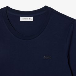 T-Shirts | LACOSTE T-Shirt A Col Rond Et Manches Trois-Quarts En Coton Uni