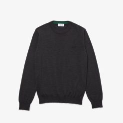 Pullovers | LACOSTE Pull A Col Rond En Laine Merinos Unie