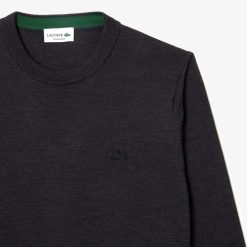 Pullovers | LACOSTE Pull A Col Rond En Laine Merinos Unie