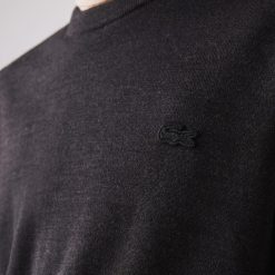 Pullovers | LACOSTE Pull A Col Rond En Laine Merinos Unie