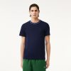 T-Shirts | LACOSTE T-Shirt En Pique Stretch A Col Raye