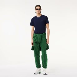 T-Shirts | LACOSTE T-Shirt En Pique Stretch A Col Raye