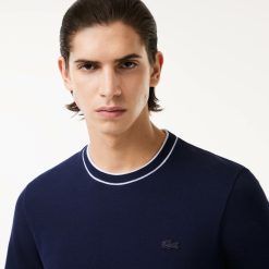 T-Shirts | LACOSTE T-Shirt En Pique Stretch A Col Raye