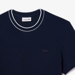 T-Shirts | LACOSTE T-Shirt En Pique Stretch A Col Raye