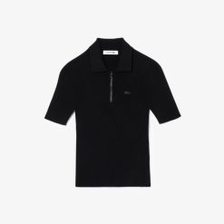 Pullovers | LACOSTE Polo Col Zippe Femme Lacoste En Maille