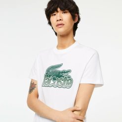 T-Shirts | LACOSTE T-Shirt Homme Lacoste Imprime En Jersey De Coton