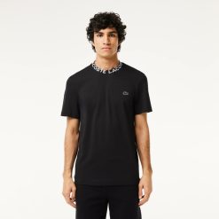 T-Shirts | LACOSTE T-Shirt En Pique Ultra Leger A Col Jacquard Sigle