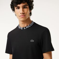 T-Shirts | LACOSTE T-Shirt En Pique Ultra Leger A Col Jacquard Sigle