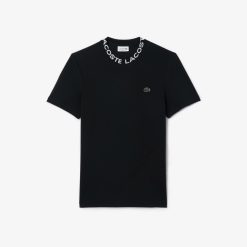 T-Shirts | LACOSTE T-Shirt En Pique Ultra Leger A Col Jacquard Sigle