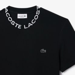 T-Shirts | LACOSTE T-Shirt En Pique Ultra Leger A Col Jacquard Sigle