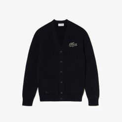 Pullovers | LACOSTE Cardigan Col V Unie Lacoste En Coton Biologique