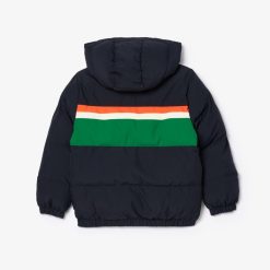 Vetements Fille | LACOSTE Doudoune A Capuche Avec Empiecements Contrastes