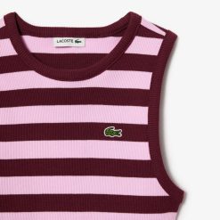 Vetements Fille | LACOSTE Debardeur Cotele A Rayures En Coton