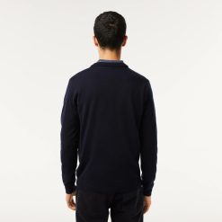 Pullovers | LACOSTE Pull A Col V En Laine Merinos Unie