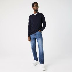 Pullovers | LACOSTE Pull A Col V En Laine Merinos Unie