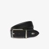 Ceintures | LACOSTE Ceinture Reversible En Cuir Punche A Boucle Gravee Lacoste