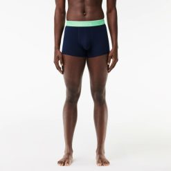 Sous-Vetements & Vetements D'Interieur | LACOSTE Lot De 3 Boxers Courts Casual Marine Avec Ceinture Contrastee