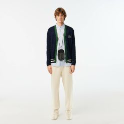 Pullovers | LACOSTE Cardigan Torsade Col V Unie Lacoste En Coton Biologique