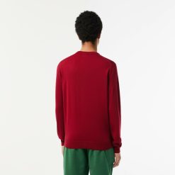 Pullovers | LACOSTE Pull A Col Rond En Laine Merinos Unie