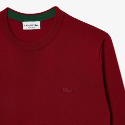 Pullovers | LACOSTE Pull A Col Rond En Laine Merinos Unie