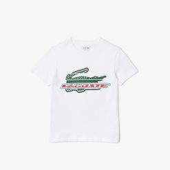 Vetements Fille | LACOSTE T-Shirt Enfant Avec Imprime Contraste En Jersey De Coton