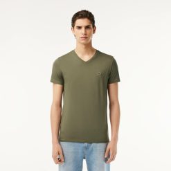 T-Shirts | LACOSTE T-Shirt Col V En Jersey De Coton Pima Uni