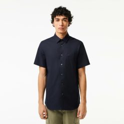 Chemises | LACOSTE Chemise Regular Fit Unie A Manches Courtes En Coton Premium