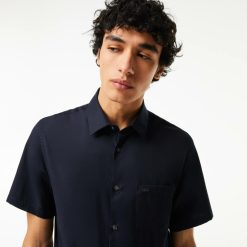 Chemises | LACOSTE Chemise Regular Fit Unie A Manches Courtes En Coton Premium