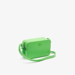 Sacs A Bandouliere | LACOSTE Petit Sac A Bandouliere Unie Chantaco Zippe En Cuir Pique